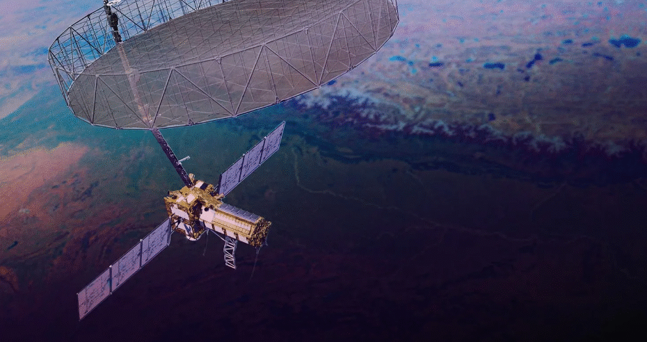 The NISAR satellite uses a radar antenna reflector that’s 39 feet (12 meters) in diameter
